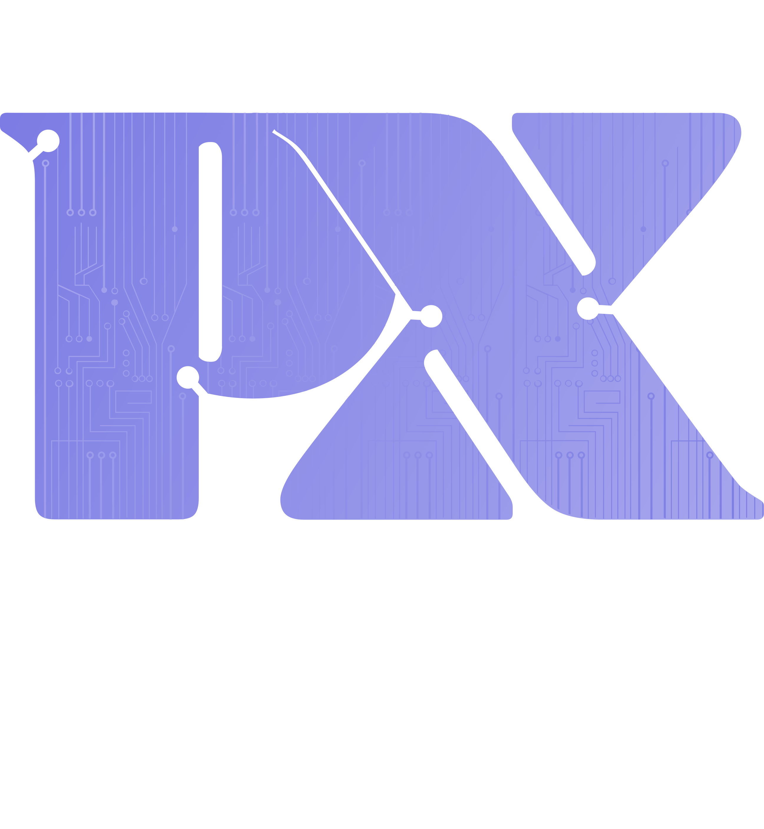 prefixkt logo and branding; A smooth,
uppercase 'P' merged with an uppercase 'X' in the shape of
a circuit board, colored with a lavender gradient, with a
lowercase 'prefix' text below and 'kt' mark above the logo.